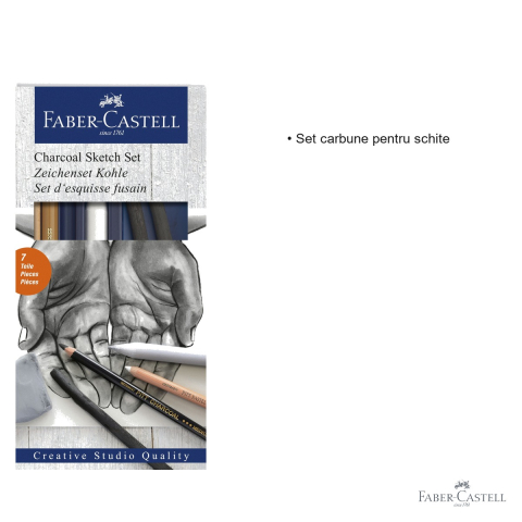 Set desen carbune Faber-Castell Pitt, pentru schite si tehnici mixte, artistii si pasionatii de desen [2]