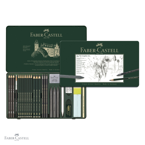 Set desen grafit 26 bucati Faber-Castell Pitt Monochrome, creioane si accesorii, pentru artisti si ilustratori [3]