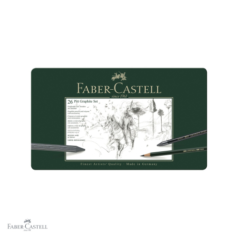 Desen grafit si carbune - Set desen grafit 26 bucati Faber-Castell Pitt Monochrome, creioane si accesorii, pentru artisti si ilustratori