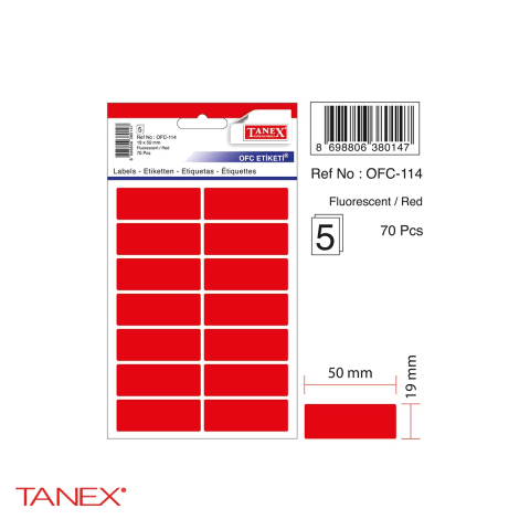 Set etichete autoadezive Tanex, 19x50 mm, colturi rotunde, rosu, 70 bucati/set, pentru organizare si marcare rapida [3]