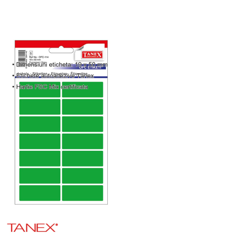Set etichete autoadezive Tanex, 19x50 mm, colturi rotunjite, culoare verde, 70 bucati/set, hartie FSC certificata [2]
