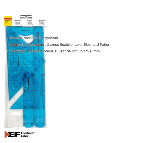 Set geometrie 5 piese flexibil color Eberhard Faber, plastic rezistent, pentru scoala [2]