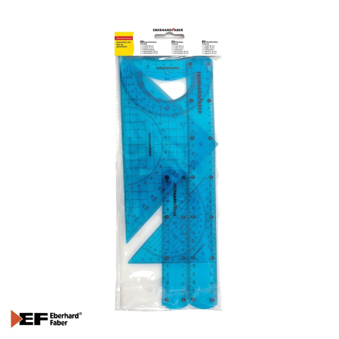 Birotica papetarie - Set geometrie 5 piese flexibil color Eberhard Faber, plastic rezistent, pentru scoala