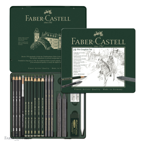 Set grafit monochrome Faber-Castell Pitt 19 piese, creioane cu duritati multiple, pentru artisti si ilustratori [3]