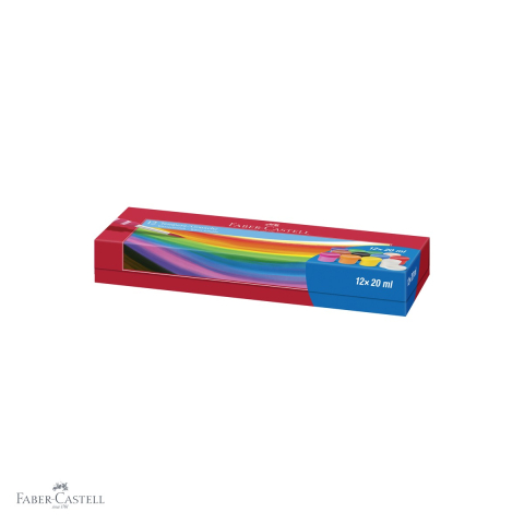 Guasa - Set guase 12 culori Faber-Castell, 20 ml, culori vibrante si opace, pentru copii si tineri artisti