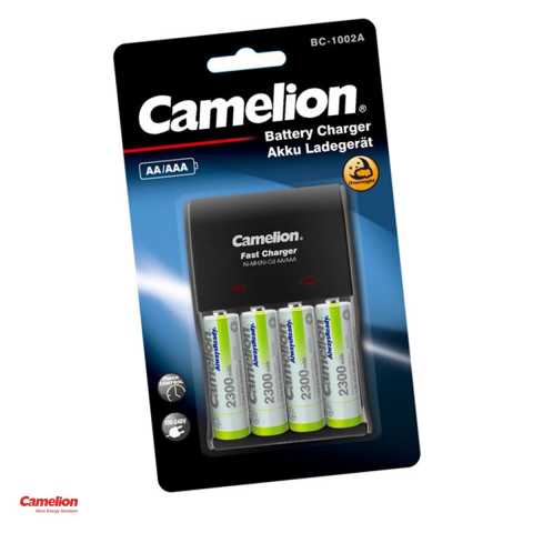 Energy - Set incarcator Camelion BC-1002A cu 4 acumulatori AA Ni-MH 2300 mAh, pentru acumulatori AA si AAA Ni-MH, incarcare in circa 8 ore, curent 300 mA