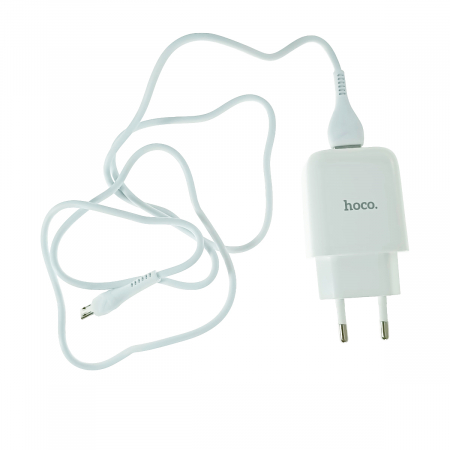 Accesorii IT - Set Incarcator Retea+Cablu Date Micro Usb Hoco N2 Vigour 1xUSB 2.1A 1m , alb