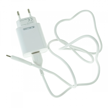 Set incarcator cu un port USB, de retea, cu cablu USB-C lungime 1m, 5V, 2.1A, Jellico C5 64568, alb [1]