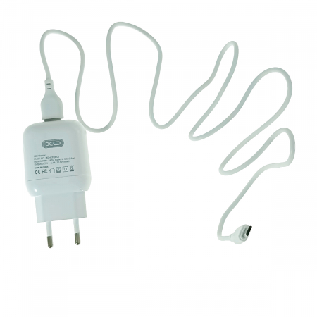 Set incarcator de retea cu cablu micro USB de 1m, 5V, 2.1A, XO-L37 86649, alb [1]