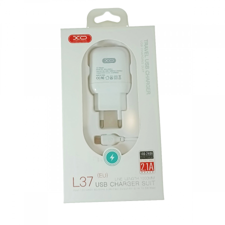 Set incarcator de retea cu cablu micro USB de 1m, 5V, 2.1A, XO-L37 86649, alb [4]