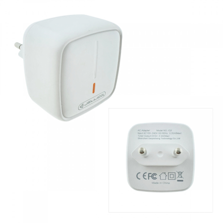 Set incarcator dual USB-A si cablu USB-C cu lungime 1m, 2.4A, Jellico C2 10146, Fast Charging, 100-240V, indicator LED, alb [2]