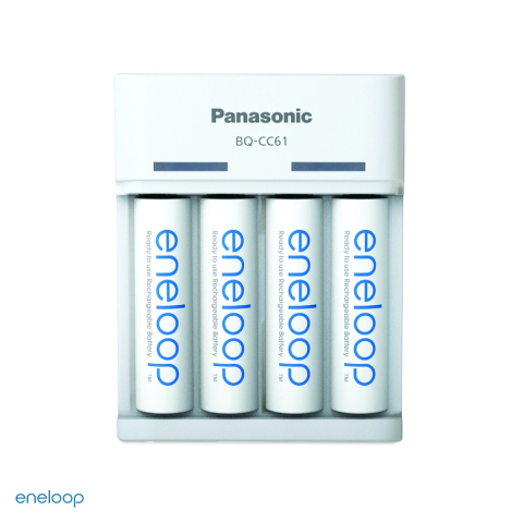 Set incarcator Panasonic eneloop Basic USB Charger BQ-CC61 K-KJ61MCD40USB cu 4 acumulatori AA eneloop Ni-MH 2000 mAh, 4 locuri, incarcare in perechi AA si AAA, alimentare USB [3]
