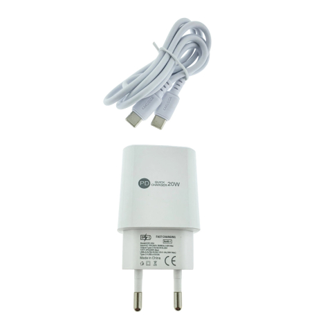Set Incarcator PD 20W si QC 3.0 18W cu Cablu USB-C, Dual Port, Alb, Kakusiga KSC-925 [1]