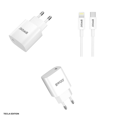 Set incarcator priza cu cablu Lightning BWOO CDA159, 20W, 1 x USB-C, Power Delivery, Alb [3]