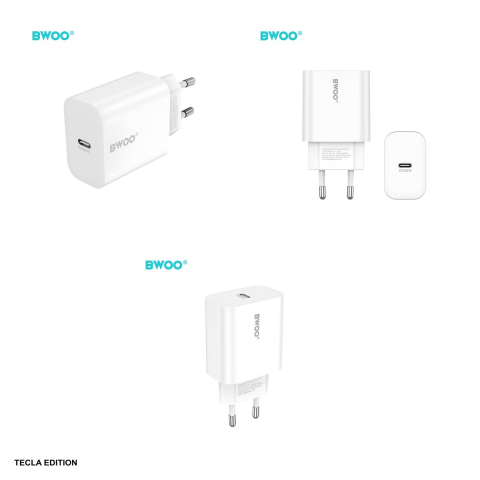Set incarcator priza cu cablu Lightning BWOO CDA233, 20W, 1 x USB-C, Power Delivery, Alb [3]