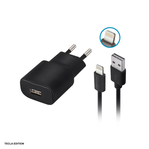 Accesorii IT - Set incarcator priza cu cablu Lightning Forever TC-01, 2A, 1 x USB-A, Negru