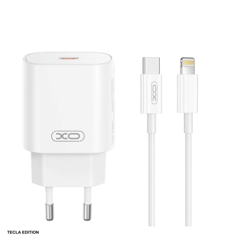 Accesorii smartphone - Set incarcator priza cu cablu Lightning XO CE25, 25W, 1 x USB-C, Power Delivery, Alb