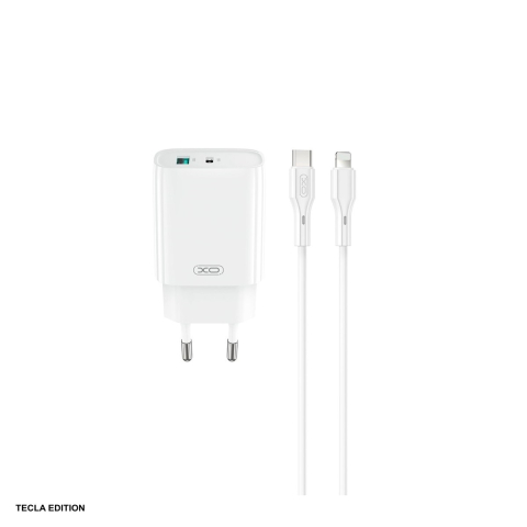 Accesorii smartphone - Set incarcator priza cu cablu Lightning XO CE30, 30W, 1 x USB-C, 1 x USB-A, Power Delivery, Alb