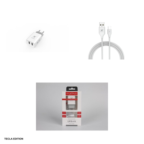 Set incarcator priza cu cablu Micro-USB Maxximus Urban, 2.1A, 2 x USB-A, Fast Charge, Alb [3]