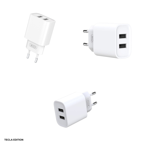 Set incarcator priza cu cablu Micro-USB XO CE02C, 2.1A, 2 x USB-A, Fast Charge, Alb [3]