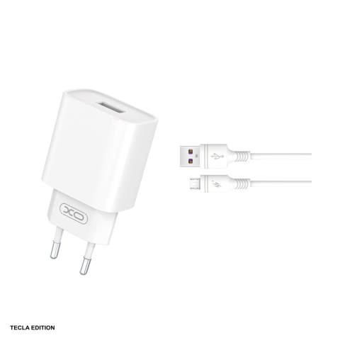Accesorii IT - Set incarcator priza cu cablu Micro-USB XO CE02D, 18W, 1 x USB-A, Quick Charge 3.0, Alb