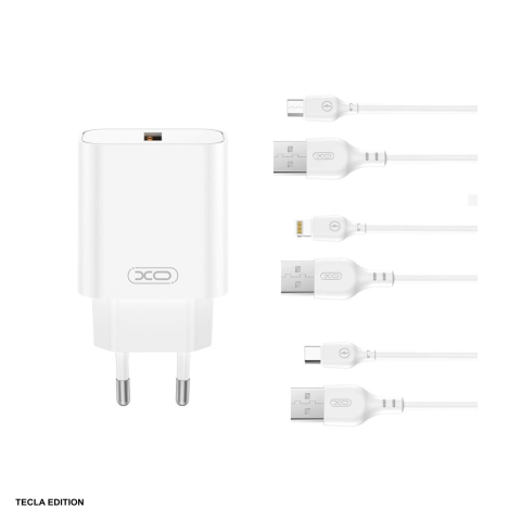 Accesorii smartphone - Set incarcator priza cu cablu Micro-USB XO CE33, 18W, 1 x USB-A, Quick Charge, Alb