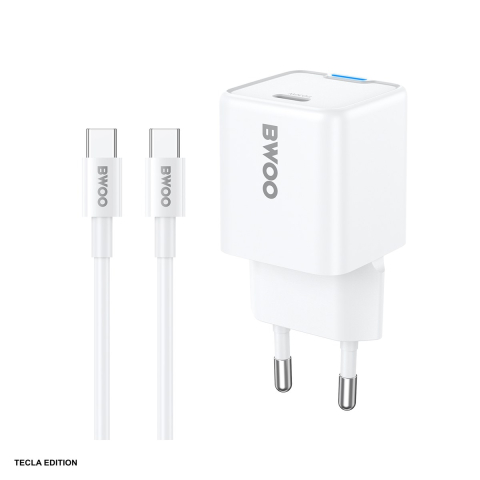 Accesorii smartphone - Set incarcator priza cu cablu USB-C BWOO, 30W, 1 x USB-C, Power Delivery, GaN, Alb