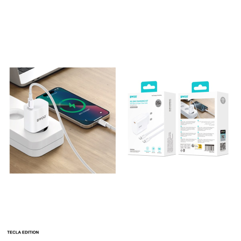 Set incarcator priza cu cablu USB-C BWOO CDA159, 20W, 1 x USB-C, Power Delivery, Alb [4]