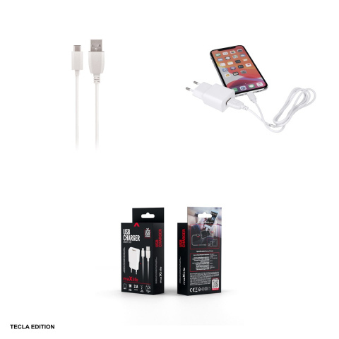 Set incarcator priza cu cablu USB-C Maxlife MXTC-01, 2.1A, 1 x USB-A, Fast Charge, Alb [4]