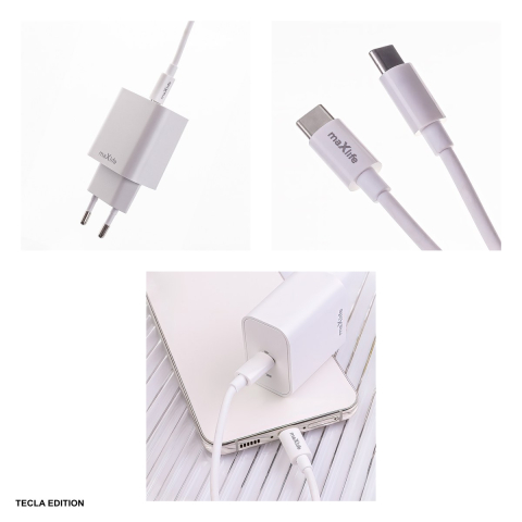 Set incarcator priza cu cablu USB-C Maxlife MXTC-06-20C, 20W, 1 x USB-C, Power Delivery, Quick Charge, Alb [3]