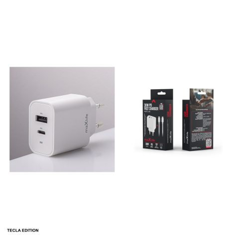 Set incarcator priza cu cablu USB-C Maxlife MXTC-06-30AC, 30W, 1 x USB-C, 1 x USB-A, Power Delivery, Quick Charge, Alb [5]