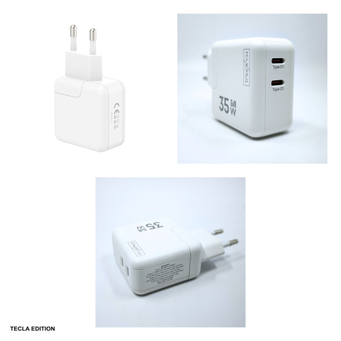 Set incarcator priza cu cablu USB-C Maxximus Burst, 35W, 2 x USB-C, Power Delivery, GaN, Alb [3]