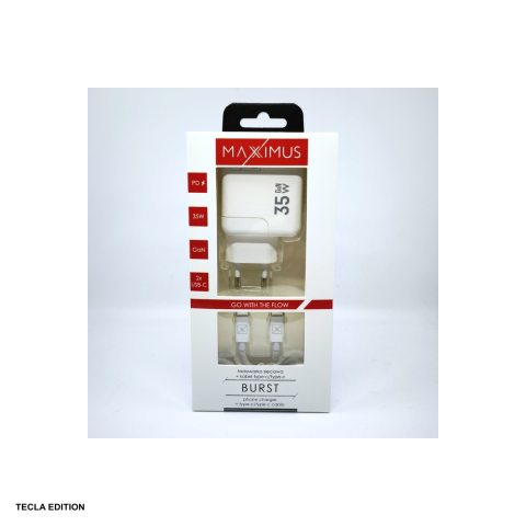Set incarcator priza cu cablu USB-C Maxximus Burst, 35W, 2 x USB-C, Power Delivery, GaN, Alb [4]