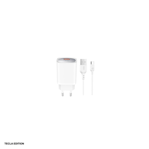 Accesorii smartphone - Set incarcator priza cu cablu USB-C XO CE19, 18W, 1 x USB-A, Quick Charge, Alb