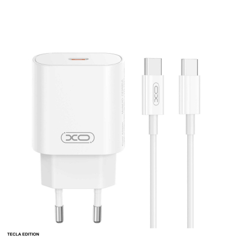 Accesorii smartphone - Set incarcator priza cu cablu USB-C XO CE25, 25W, 1 x USB-C, Power Delivery, Alb
