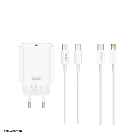 Accesorii smartphone - Set incarcator priza cu cablu USB-C XO CE32, 20W, 1 x USB-C, Power Delivery, Alb