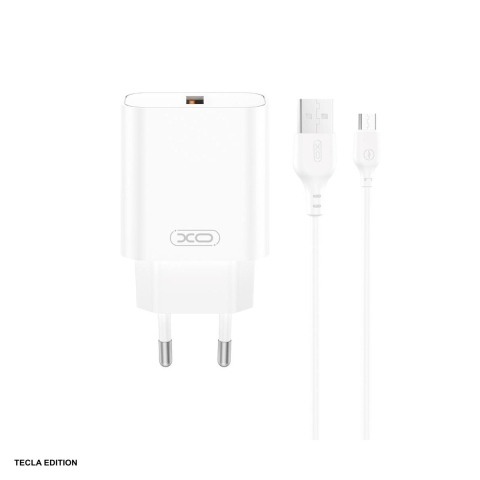 Accesorii smartphone - Set incarcator priza cu cablu USB-C XO CE33, 18W, 1 x USB-A, Quick Charge, Alb
