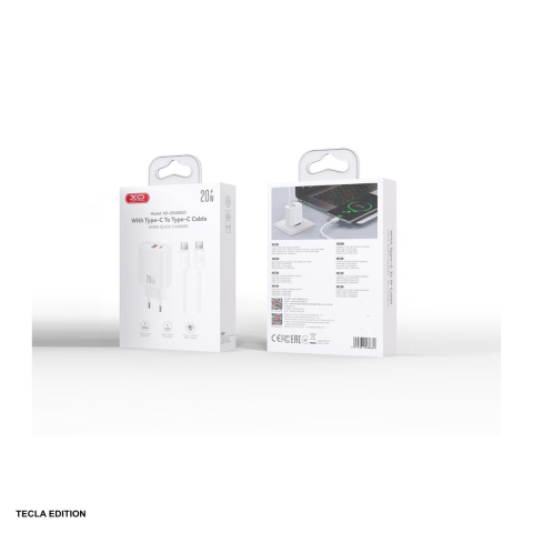 Set incarcator priza cu cablu USB-C XO CE40, 20W, 1 x USB-C, 1 x USB-A, Power Delivery, Alb [5]