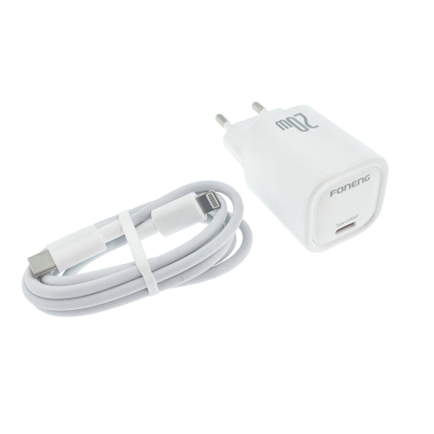 Set Incarcator Rapid USB-C PD 20W Foneng EU69 cu Cablu Lightning pentru iPhone si Dispozitive Apple, Compact si Portabil [2]