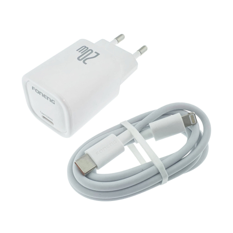 Set Incarcator Rapid USB-C PD 20W Foneng EU69 cu Cablu Lightning pentru iPhone si Dispozitive Apple, Compact si Portabil [1]