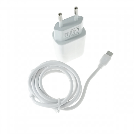 Set incarcator retea cu 2 porturi USB si cablu USB-C lungime 1m, 5V, 2.4A, Jellico EU02 20326, alb [1]