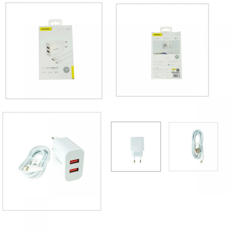 Set incarcator retea FONENG EU45, 2.4A 12 W, 1 X USB, cu cablu USB si conector compatibil tip lightning cu lungime 1m, alb [4]