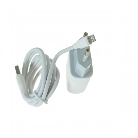 Set incarcator retea JELLICO EU02, 2.4A 12W, 2 X USB, cu cablu USB si conector compatibil iphone cu lungime 1m, alb [1]