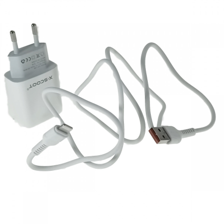 Set incarcator retea X-Scoot CH-236-L, 3.1A, 2 X USB, cablu USB si conector tip lightning tata, lungime 1m, alb [4]