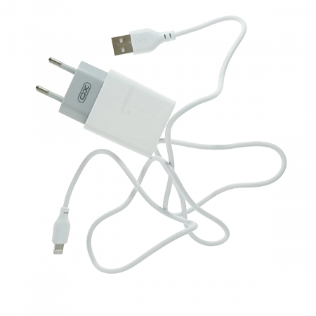 Set incarcator retea XO-L65 87134, cu cablu USB -lightning de 100 cm, 2 x USB, 2.4 A, alb [1]