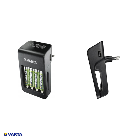 Set incarcator VARTA LCD Plug Charger+ 57687 101 441 cu 4 acumulatori AA Ni-MH 2100 mAh, pentru acumulatori AA, AAA si 9V, incarcare individuala, display LCD, iesire USB [3]
