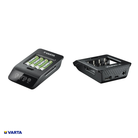 Set incarcator VARTA LCD Smart Charger+ 57684 101 441 cu 4 acumulatori AA Ni-MH 2100 mAh, 4 locuri individuale AA si AAA, display LCD cu tensiune si mAh, functie refresh, iesire USB [3]
