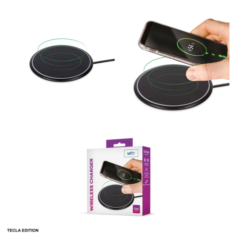 Set incarcator wireless cu cablu Micro-USB Setty, 10W, 1 x MicroUSB, Fast Charge, Negru [3]