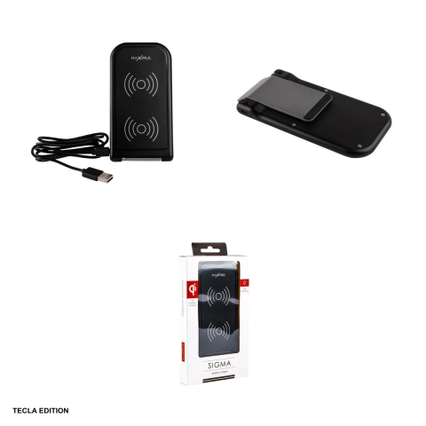 Set incarcator wireless pliabil cu suport si cablu Maxximus Sigma, 10W, Fast Charge, incarcare pe verticala si orizontala, Negru [3]