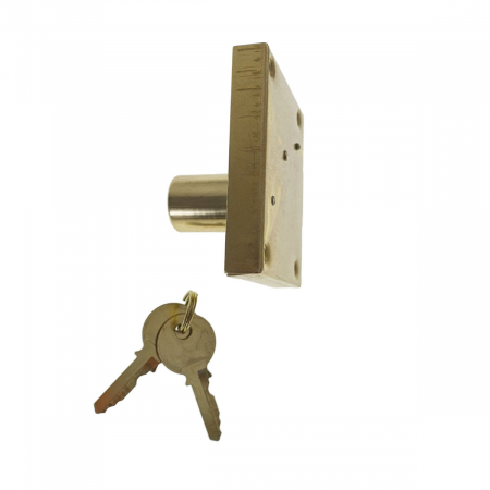 Set incuietoare pentru mobilier, FAM-65462, cu butuc si 2 chei, alama, dimensiuni 68 x 57 x 40 mm [2]